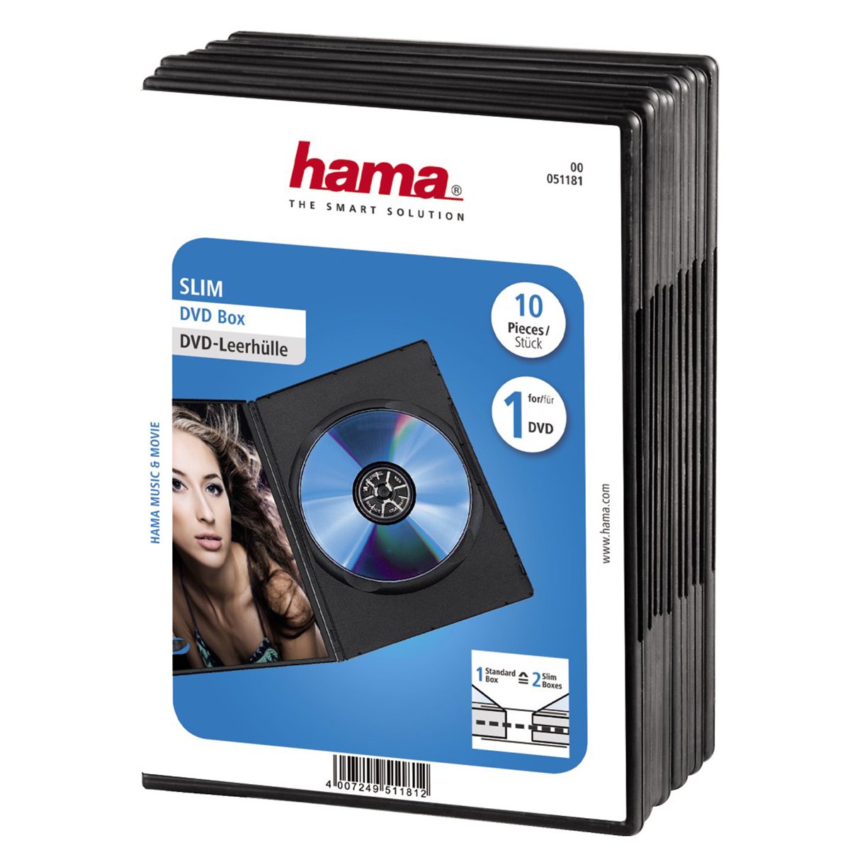 Hama Slim Dvd Jewel Case Pack Of 10, Black   51181