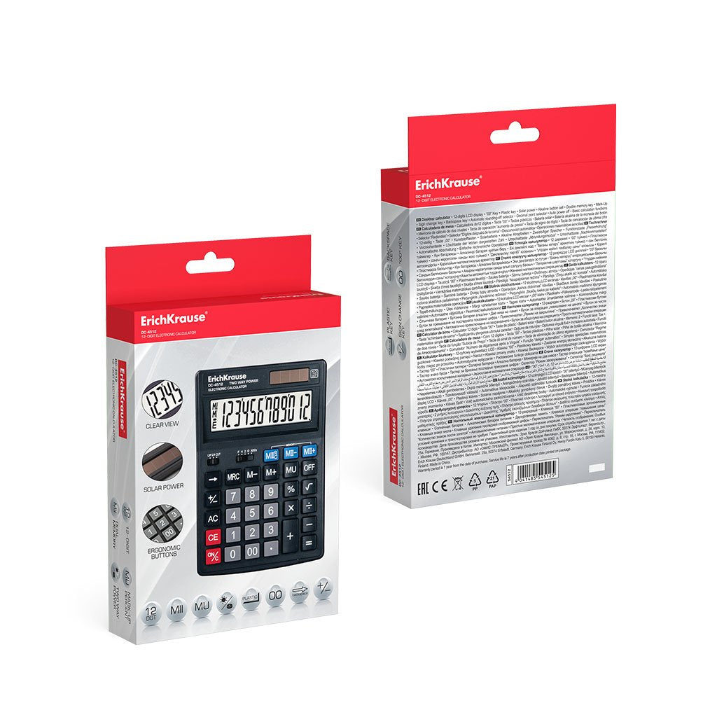 EAN 4041485545125 - ErichKrause DC-4512 calculadora Escritorio Calculadora básica Negro imagen 3