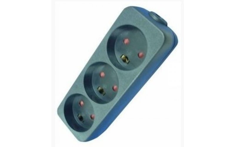 El-StikdSe Med 3 Udtag  M/Jord, 1,5m Ledning, Sort,