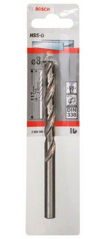 Bosch Broca Para Metal Hss-G, Din 338, Ø 8 Mm 2608585932