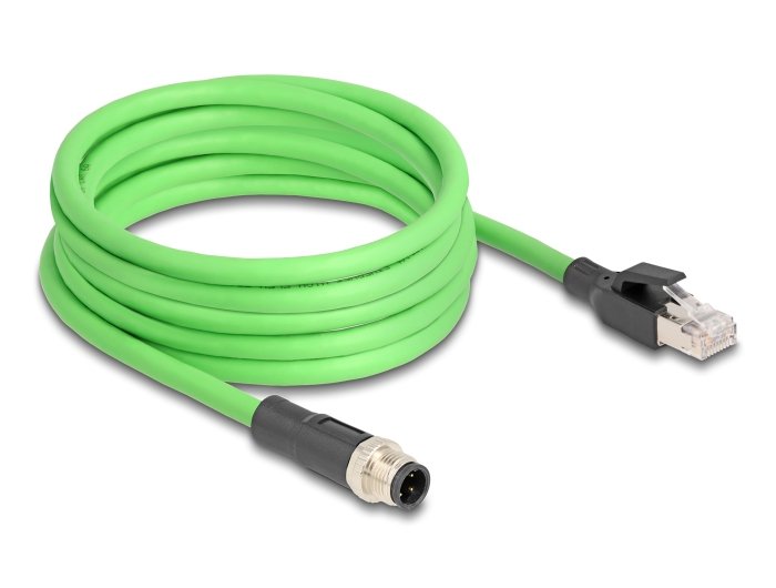 Delock 80427 Cable M12 Codificado D 4 Pin Macho A Rj45 Macho Pur (Tpu) 2 M