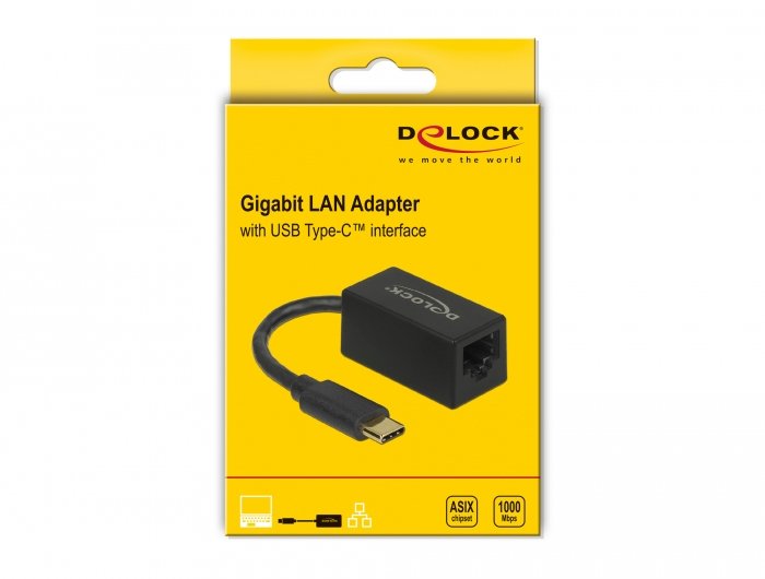 Delock Usb 3.2 Gen 1 Adaptador, Conector Usb-C> Rj-45 Socket Black, Gigabit Lan 10/100/1,000 Mbit/S 66043