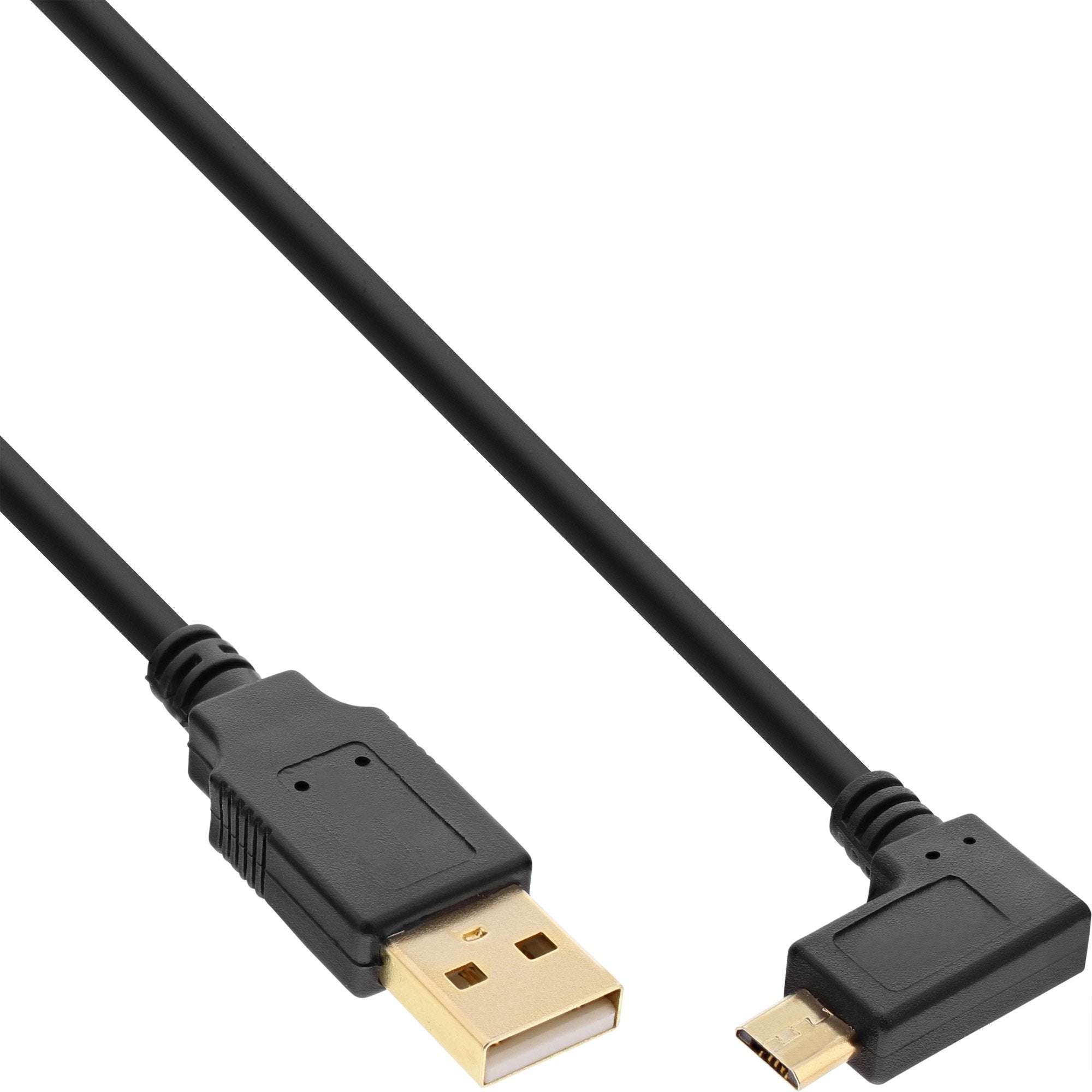 Inline Micro Usb 2.0 Cable Usb Tipo A Macho A Micro-B Macho Acodado Negro 1m
