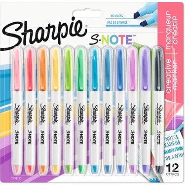 Sharpie Marcador S-Note Rotulador Punta Biselada Colores Surtidos Pastel -Blister 12u-