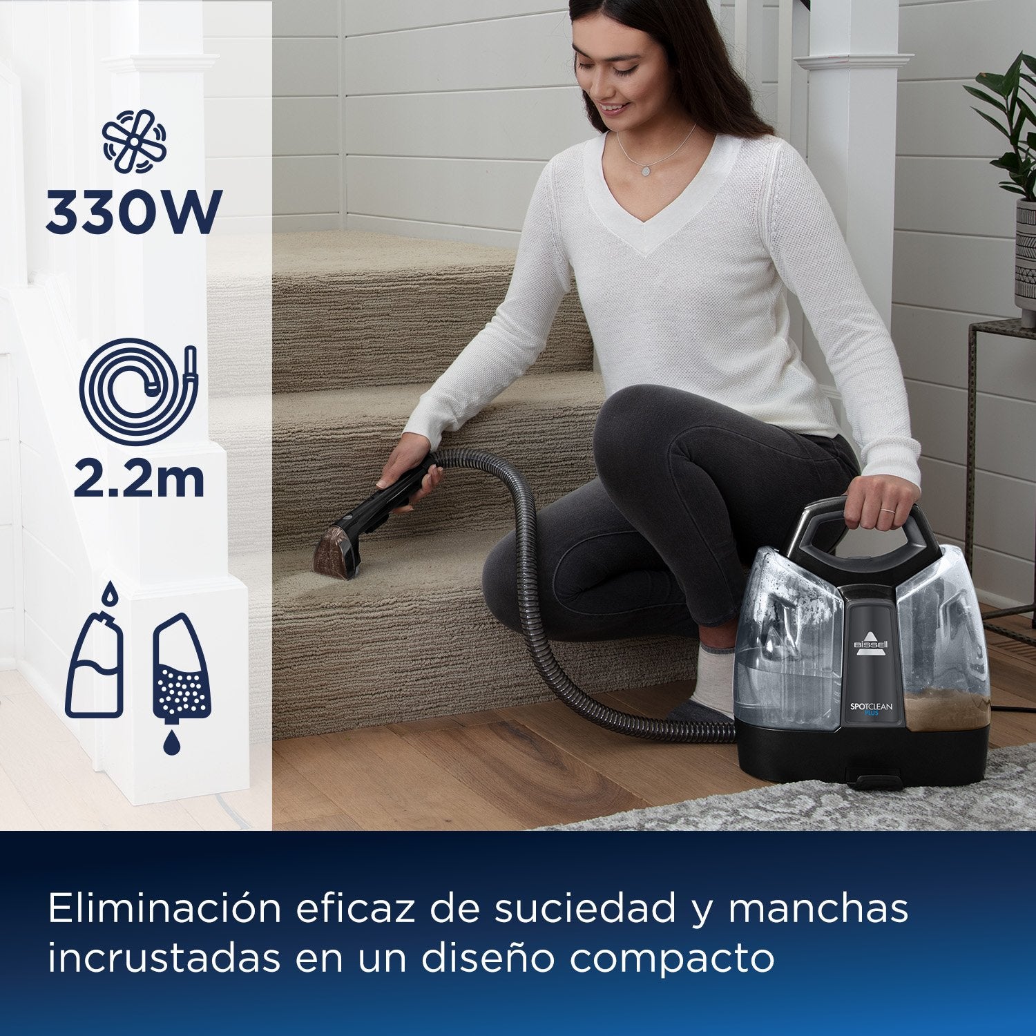 EAN 0011120272307 - Bissell SpotClean Plus máquina de limpieza de alfombras Húmedo Negro, Transparente imagen 5