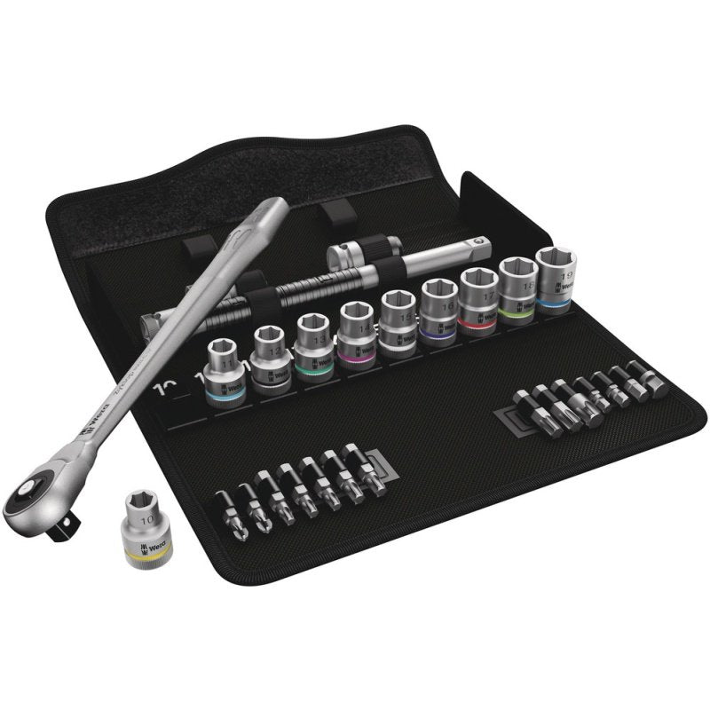 Wera 8100 Sc 7 Juego De Carraca Zyklop, Kit De Herramientas Metal, Cuadradillo Pasante De 1/2", Métrico