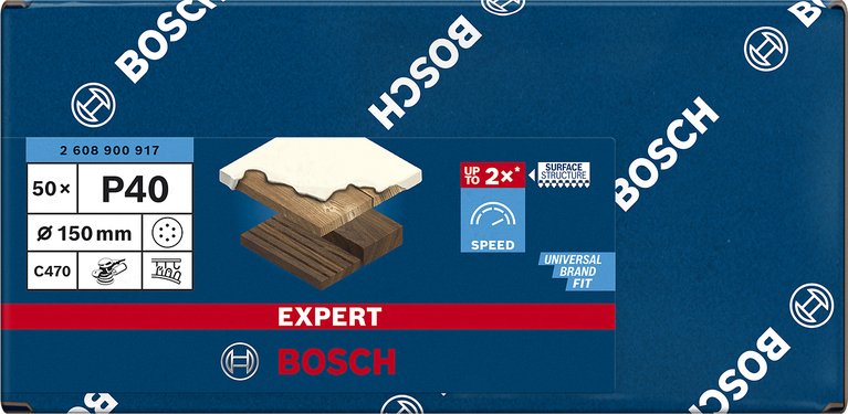 Hoja De Lija Bosch Expert C470, Ø 150 Mm, K40 (50 Piezas, Para Lijadoras Excéntricas)  2608900917