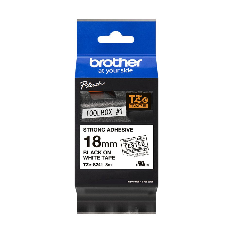 Cinta Brother Laminada Tze-S241blanca Negra 18mm 8m