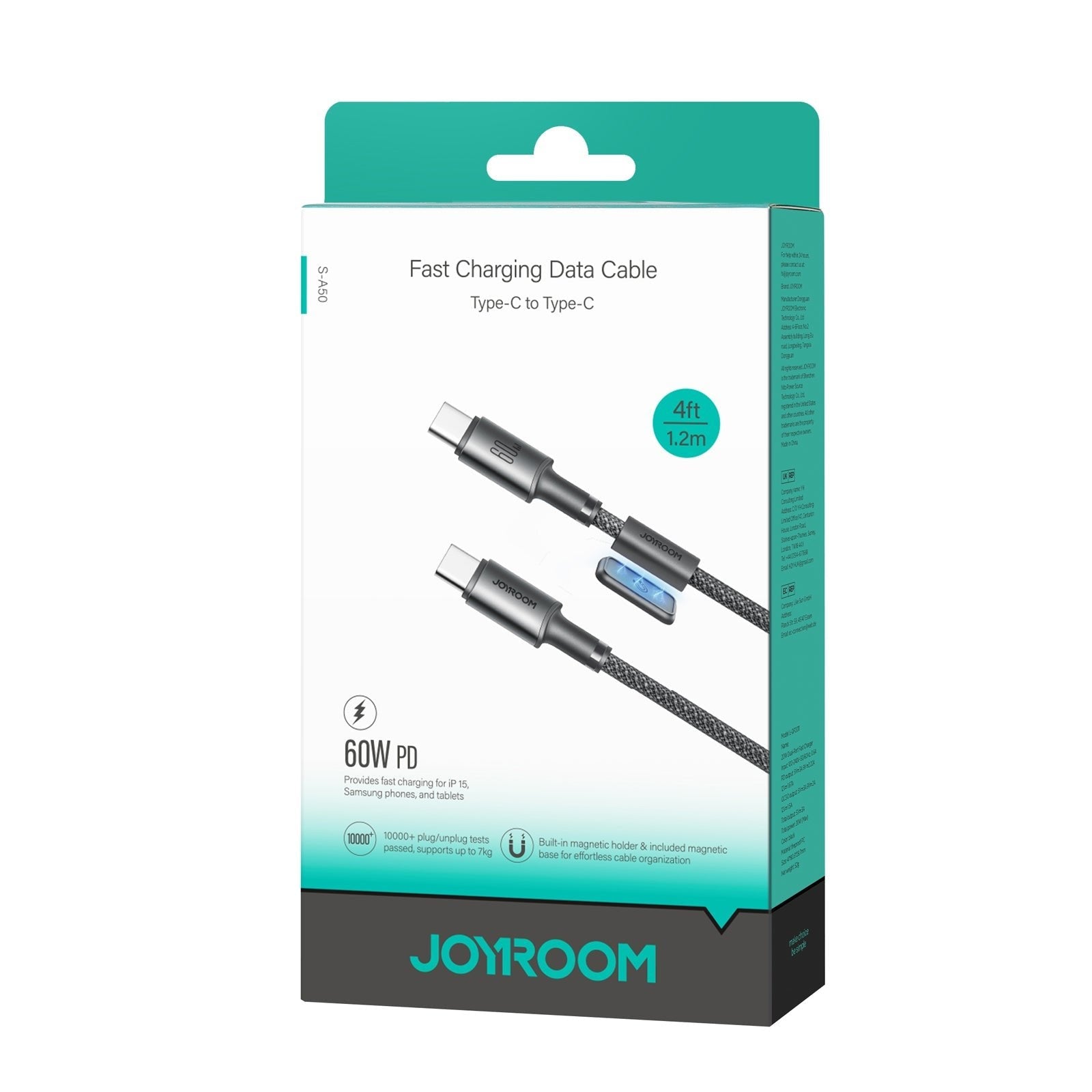 Cable De Carga Rápida Usb-C A Usb-C Joyroom Unlimited Series S-A50 Con Organizador Magnético