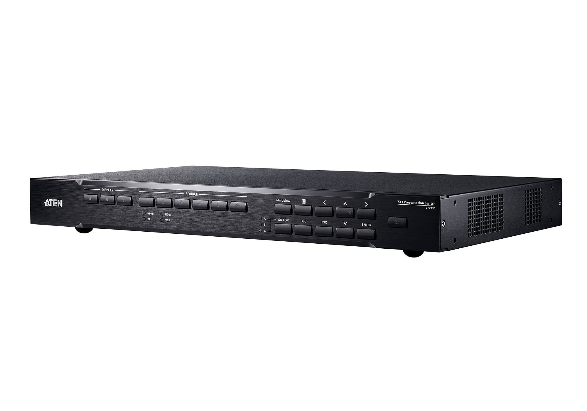 Switch De Presentación 7 X 3 Con Escalador De Vídeo, Streaming, Mezclador De Audio Y Hdbaset De Aten
