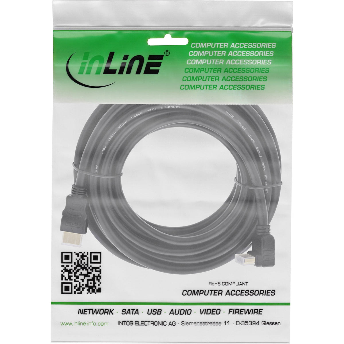 Cable Hdmi De Inline Con Ethernet Acodado De 15 M