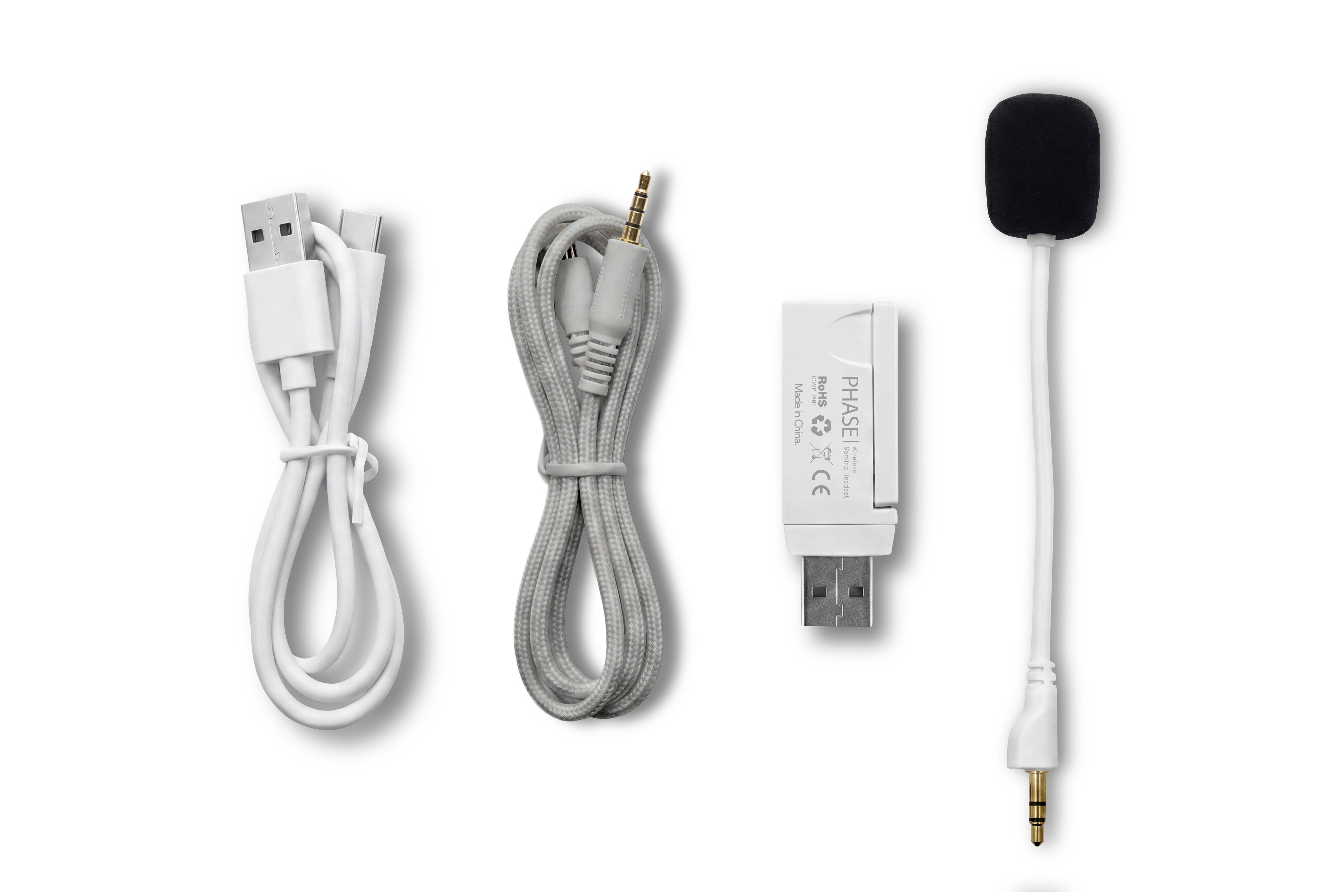 Auriculares Gaming Inalámbricos Con Micrófono Krom Phase Bluetooth Jack 3.5 Usb 2.0 Blancos