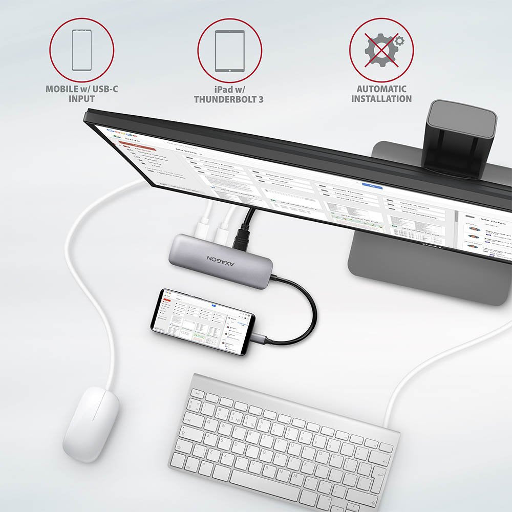 Axagon Hmc-5 Usb-C-Hub, 2x Usb-A, Hdmi, 2x Usb-C 3.2 Gen 1, 1x Sd, 1x Microsd, Plata