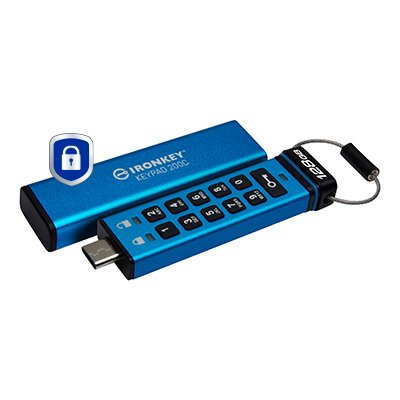 EAN 0740617336610 - Kingston Technology IronKey Keypad 200 unidad flash USB USB Tipo C 3.2 Gen 1 (3.1 Gen 1) Azul imagen 2