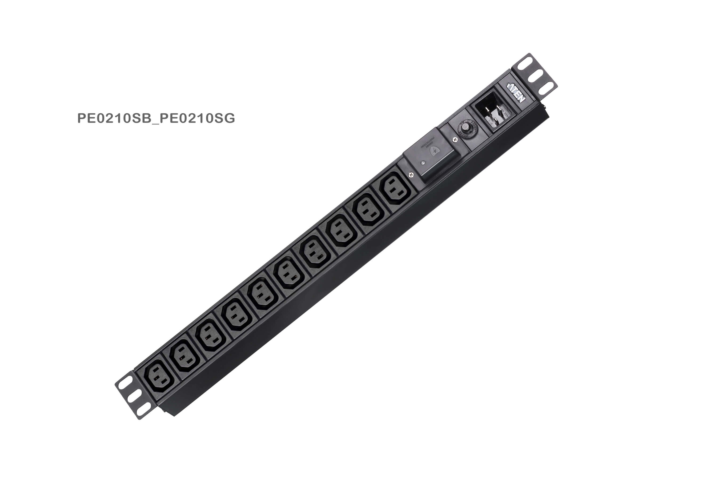 Regleta Aluminio Rack 19" 10xc-13,  Entrada C20 3 Metros 16a 1u Con Protección Contra Sobretensión Aten
