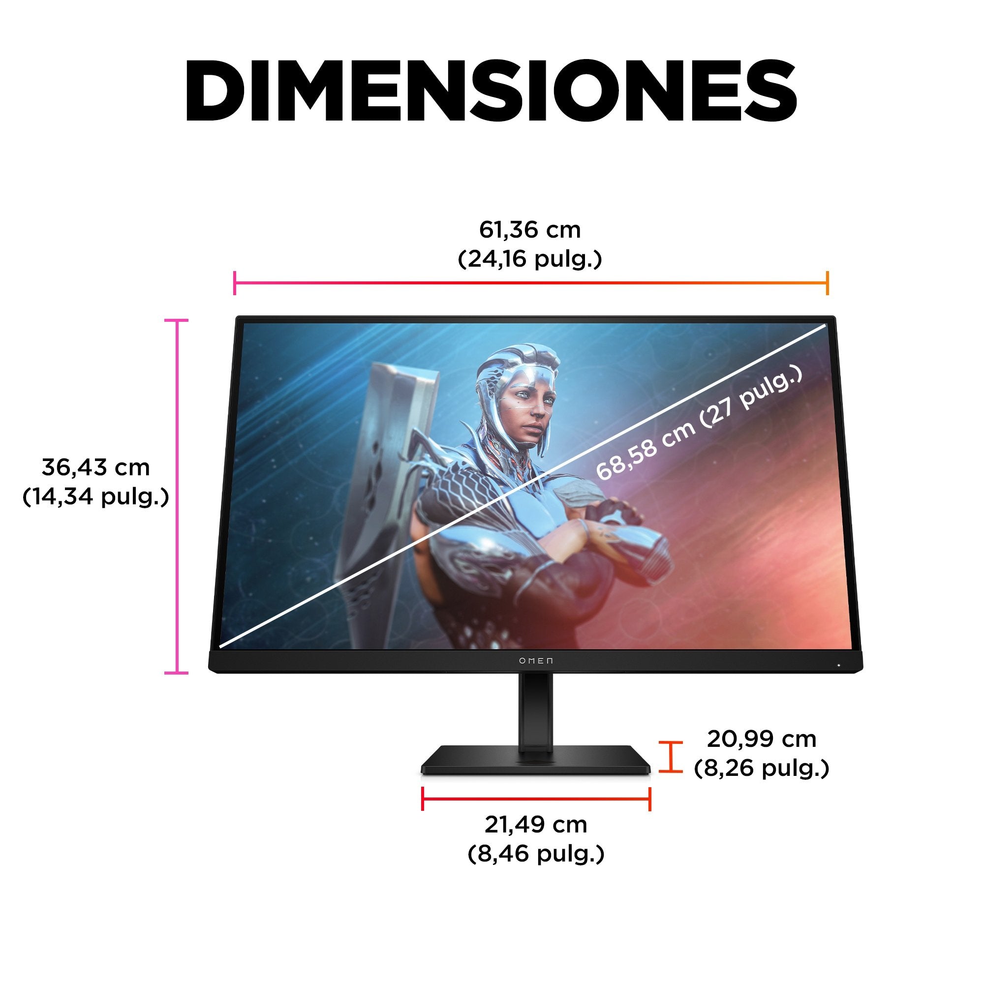 Monitor Omen 27 68,6 Cm 27" Negro, Displayport, Hdmi, Hdr 400 165 Hz) 780f9e9#Abb
