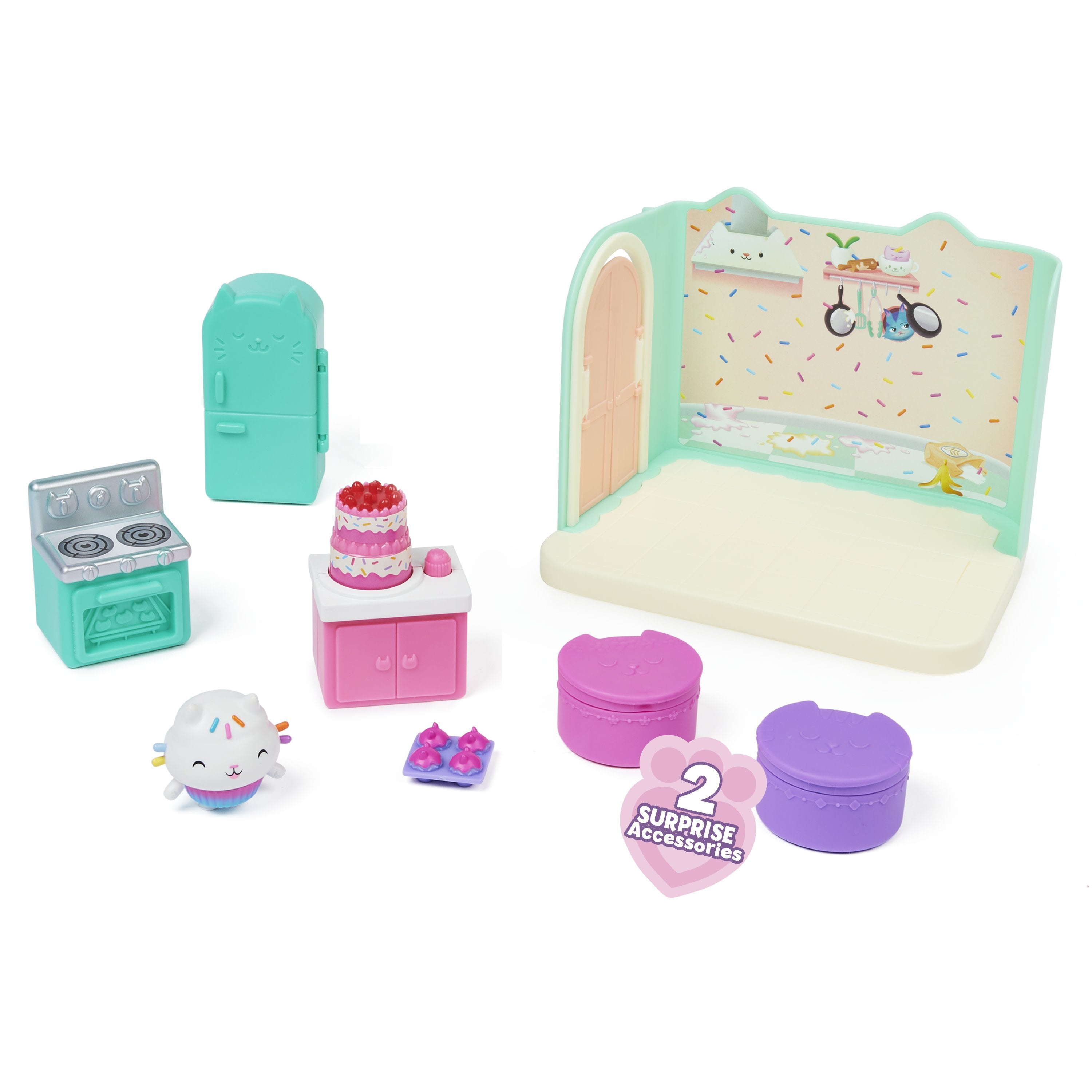 Spin Master Gabby'S Dollhouse Deluxe Room Cocina Con Figura De Gato Kuchi 6062035