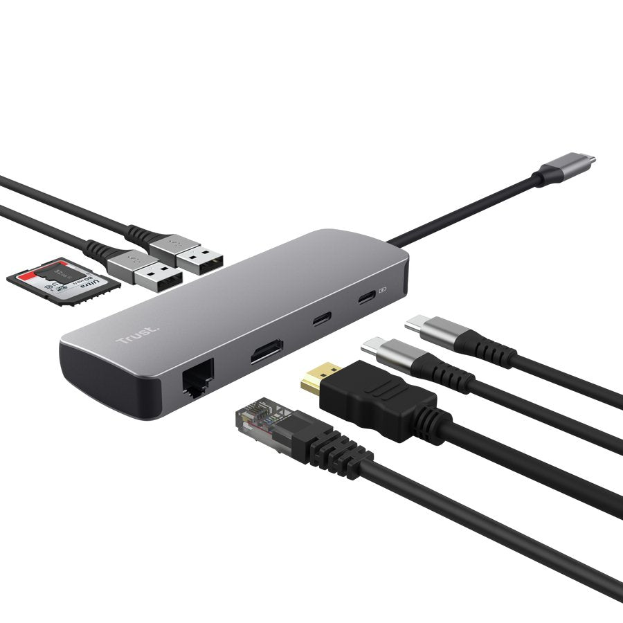Trust 25672 Hub De Interfaz Usb Tipo C Gris