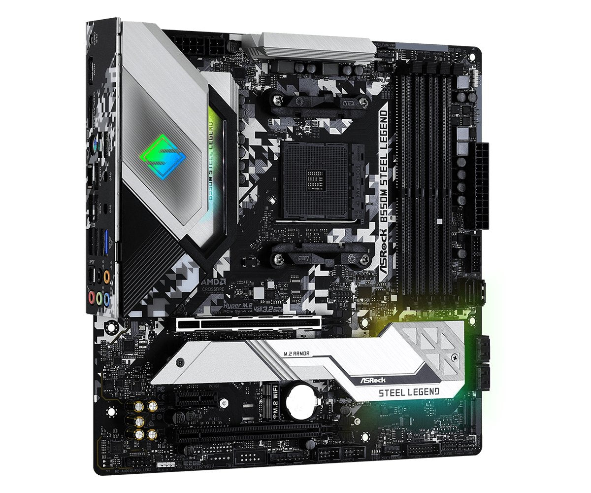 Placa Base Asrock B550m Steel Legend, Amd, Zócalo Am4, Amd Ryzen, Ddr4-Sdram, Dimm, 2133,2400,2667,2933,3200,3466,3600,3733,3800,3866,4000,4133,4200,4266,4333,4400,4466,4533 Mhz