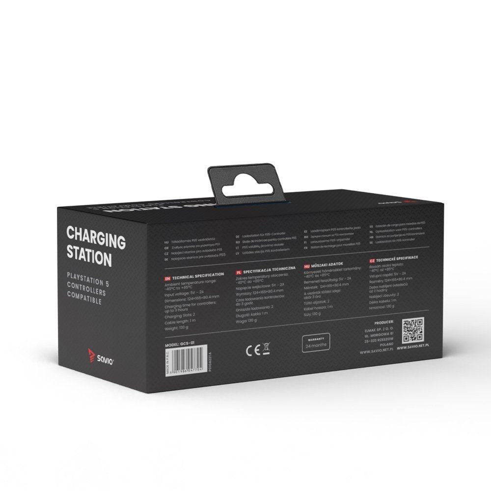 Savio Gcs-01 Estación De Carga Doble Para Pads Ps5, Dual Sense, Usb, Negro