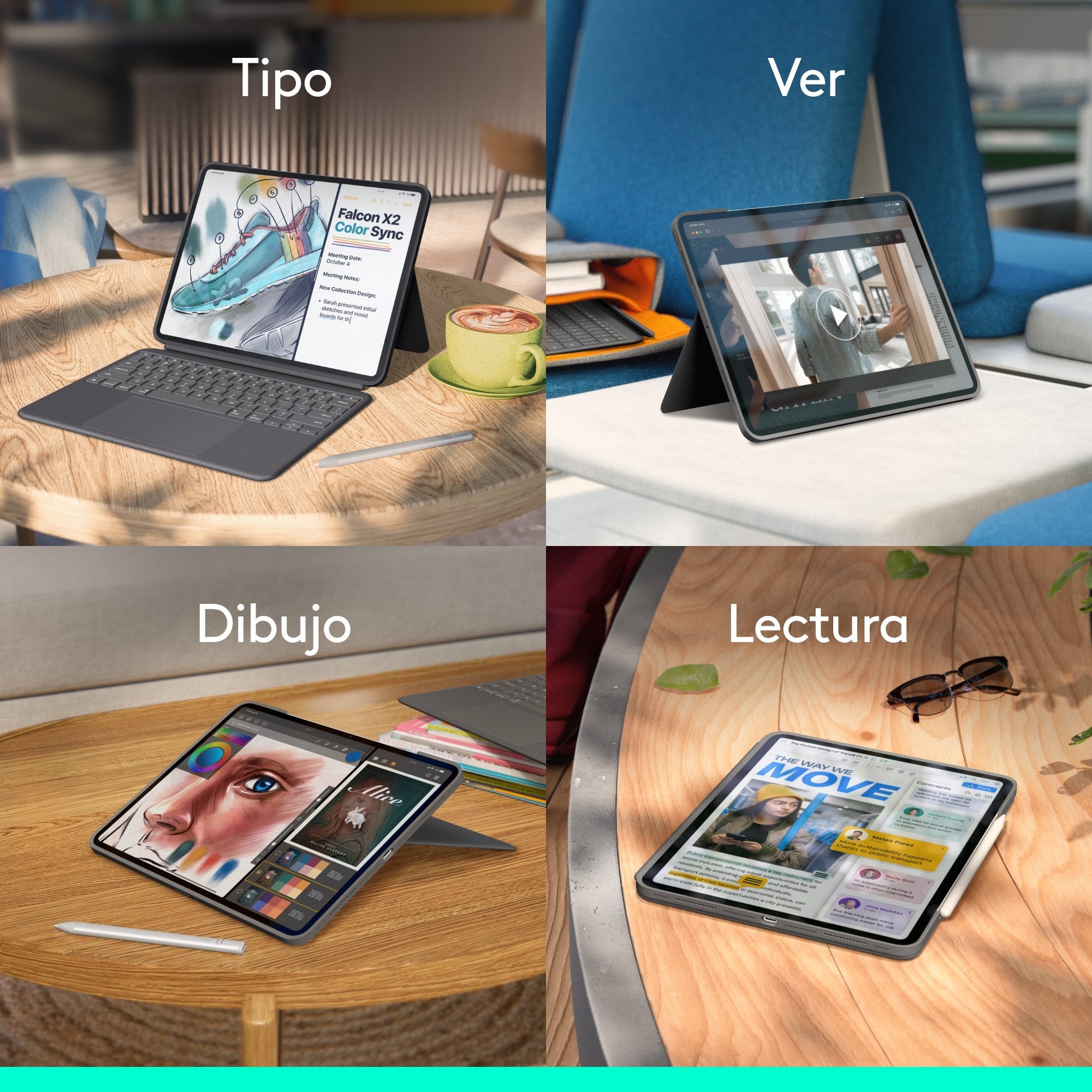Logitech Combo Touch Caja De Teclado Y Folio Con Panel Táctil Retroiluminación Apple Smart Connector Qwerty Español Grafito Para Apple 13-Inch Ipad Pro (M4)