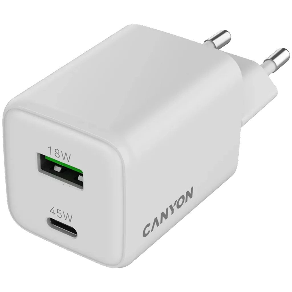 Canyon Cargador Cu45ac Gan 45w Pd, 2-Port Usb-A Usb-C Wh Retail