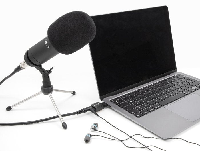 Delock Externe Usb Soundkarte Mit Usb Type-C Stecker Auf 2 X 3,5 Mm Klinkenbuchse Plug & Play Audio Adapter Schwarz