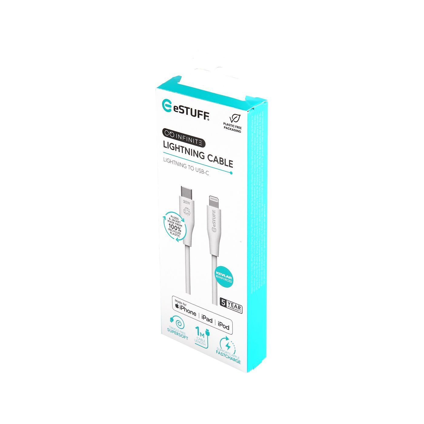 EAN 5715063032237 - eSTUFF ES602170 cable de conector Lightning 1 m Blanco imagen 3