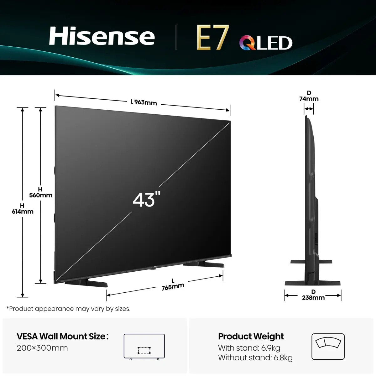EAN 6942351418391 - Hisense 43E77Q 109,2 cm (43") 4K Ultra HD Smart TV Wifi Negro imagen 2