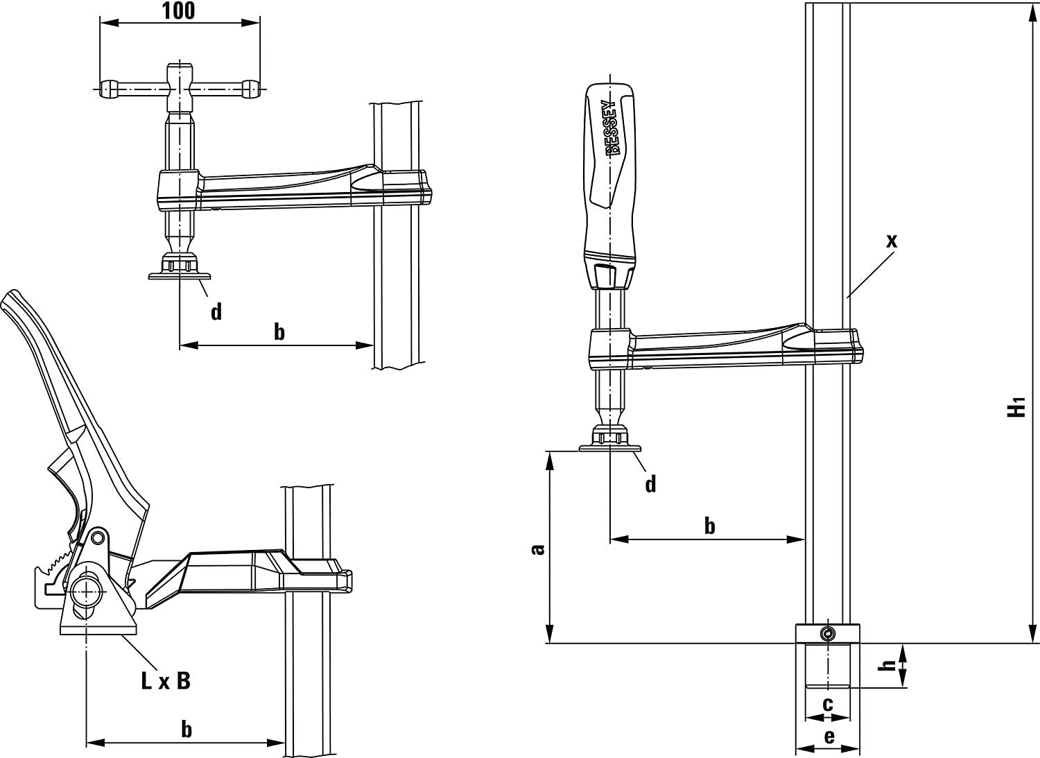 Bessey Sargento Tw16-20-10-2k, Abrazadera Tw16-20-10-2k