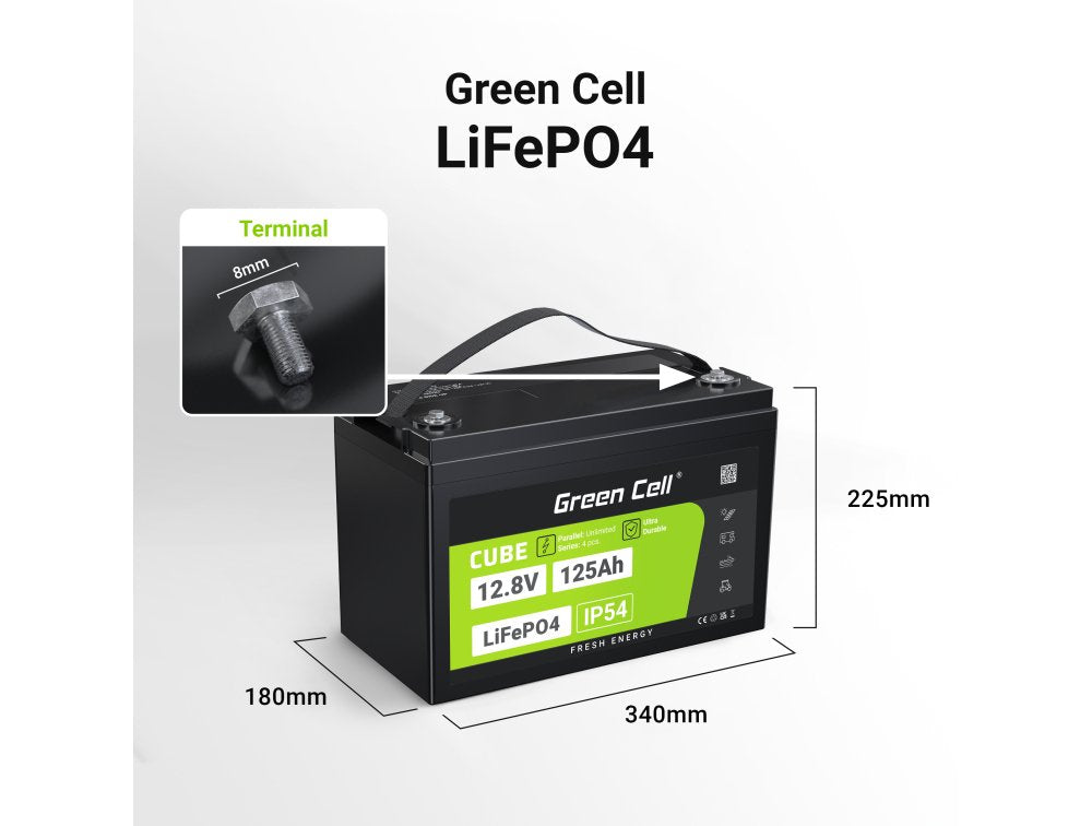 EAN 5904326374829 - Green Cell Žalias Cell CUBE LiFePO4 125Ah 12,8V 1600Wh liio geležies fosfato baterija kemperiui, sauls en imagen 2