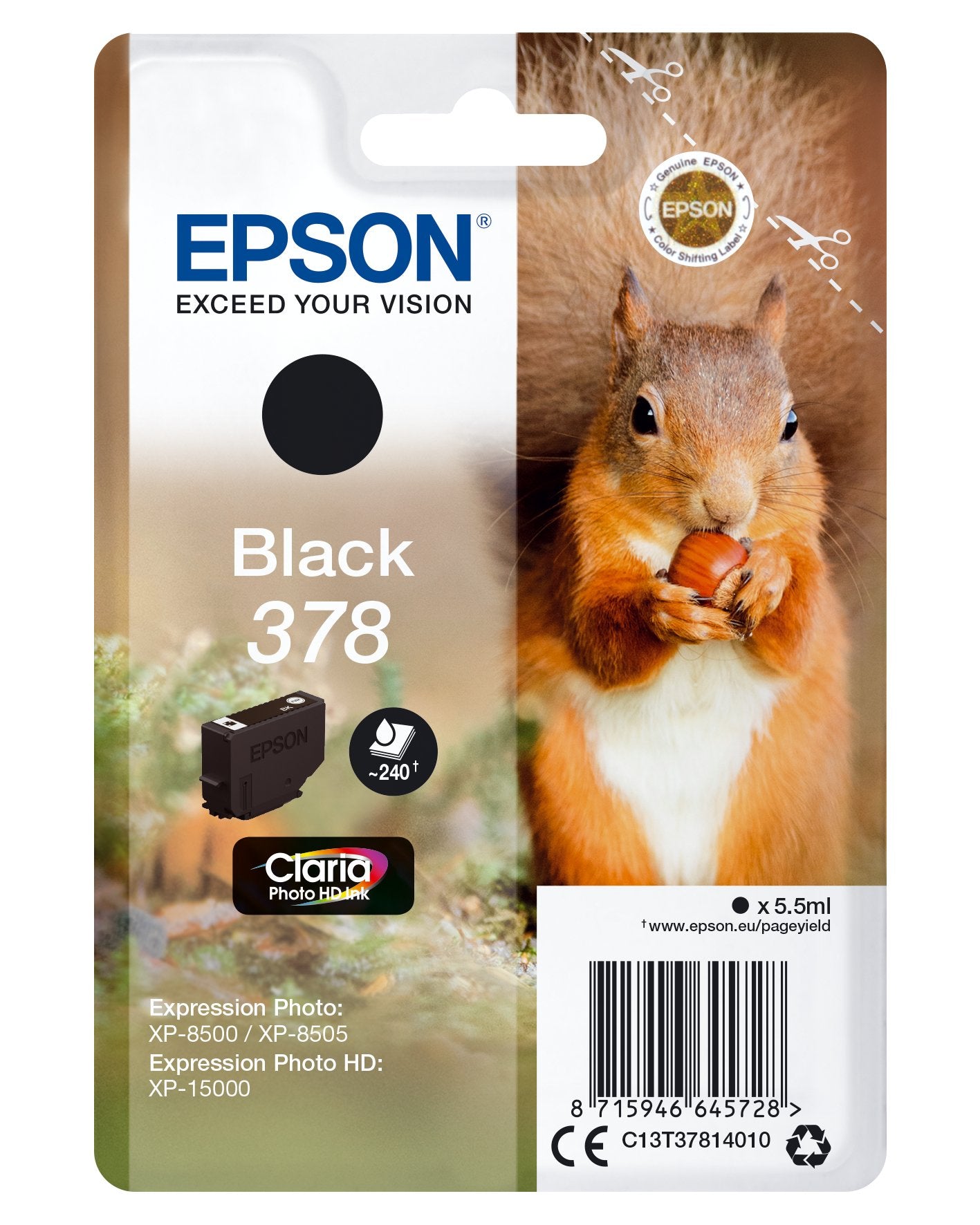 EAN 8715946645735 - Epson Squirrel C13T37814020 cartucho de tinta 1 pieza(s) Original Rendimiento estándar Negro imagen 1