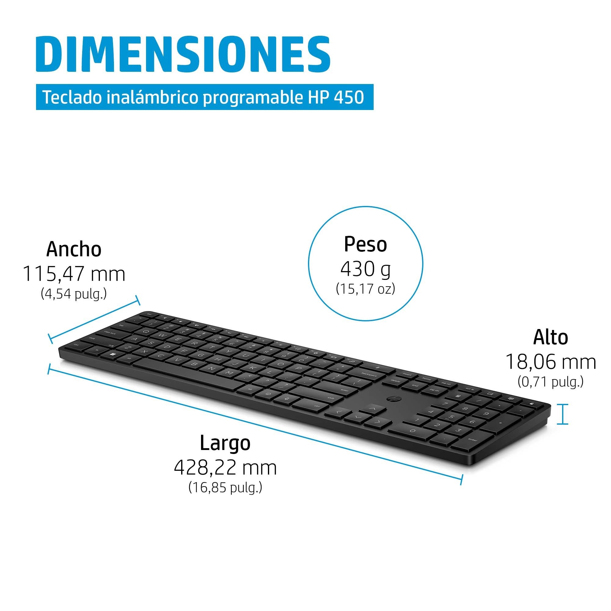 EAN 0196188162651 - HP 450 BLK Programmable Wireless Keyboard teclado RF inalámbrica + USB Negro imagen 4