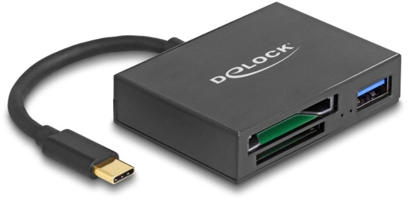 Delock 91711 Lector De Tarjetas Usb-C Para Tarjetas De Memoria Xqd Y Sd + Puerto Usb 5 Gbps Tipo-A