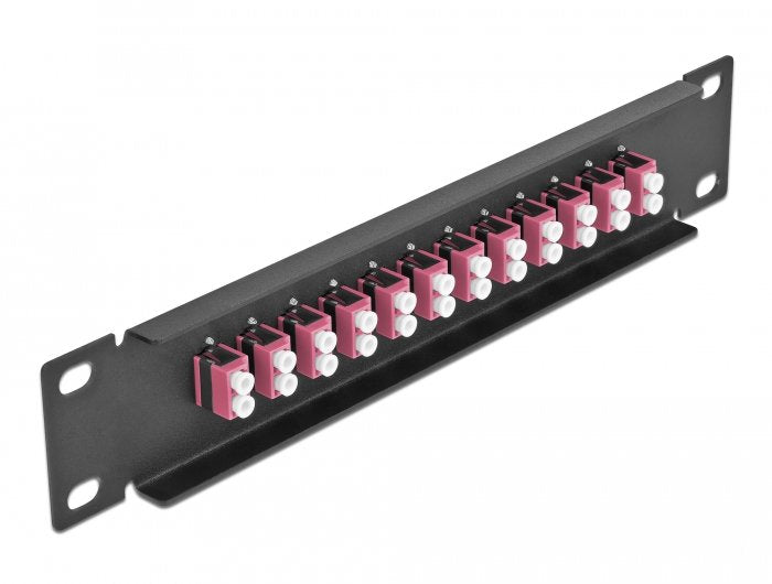 Delock 10" Patch Panel De Fibra Óptica 12 Puertos Lc Duplex Violeta 1 U Negro