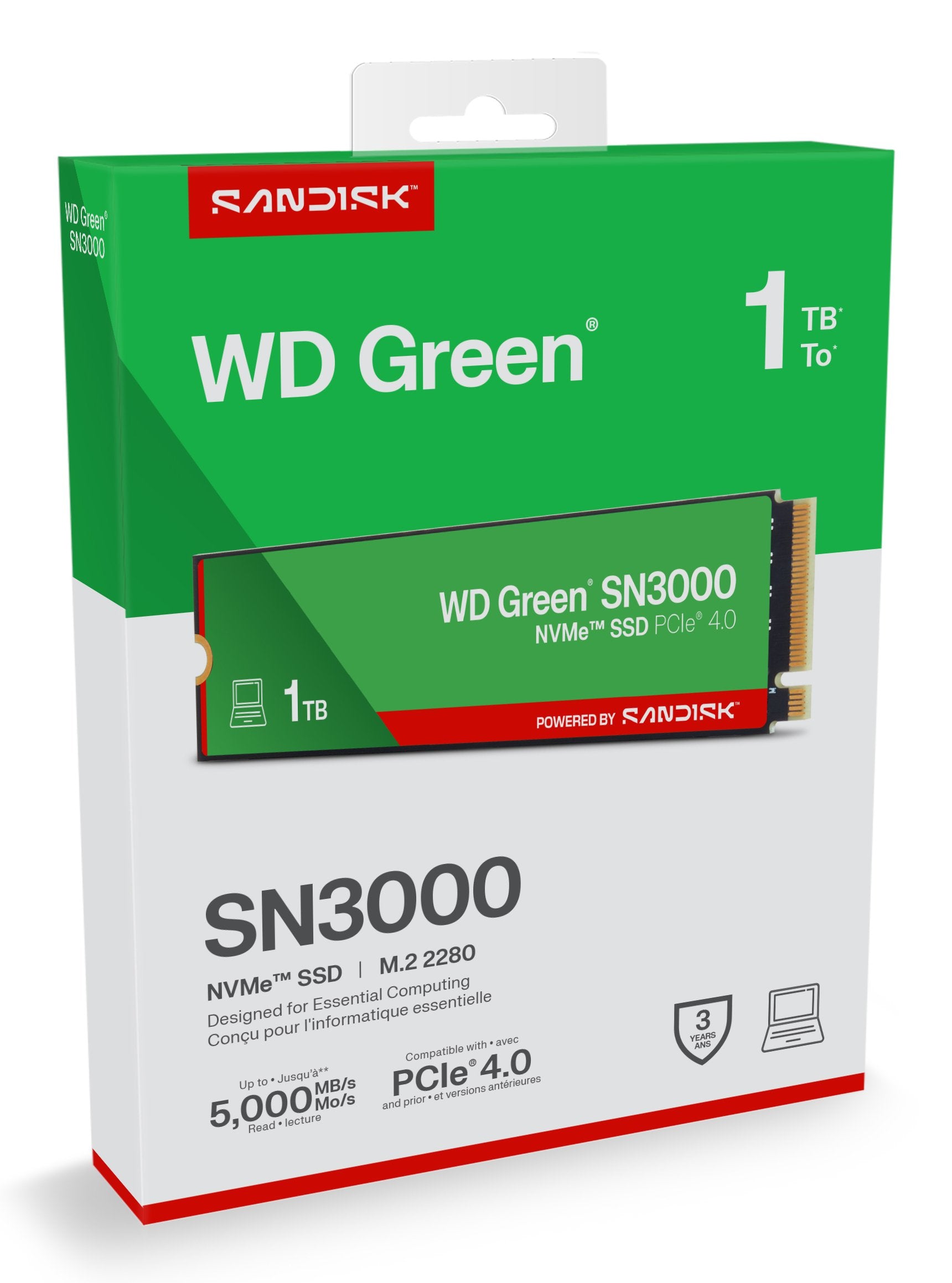 EAN 0718037907154 - SanDisk Green WD SN3000 NVMe 1 TB M.2 PCI Express 4.0 QLC 3D NAND imagen 5