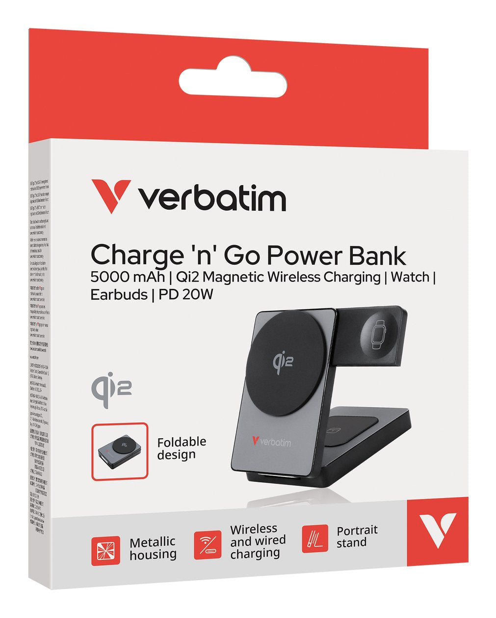Verbatim Foldable 3-In-1 Magnet. Wireless Pb 5000mah Grau   32294