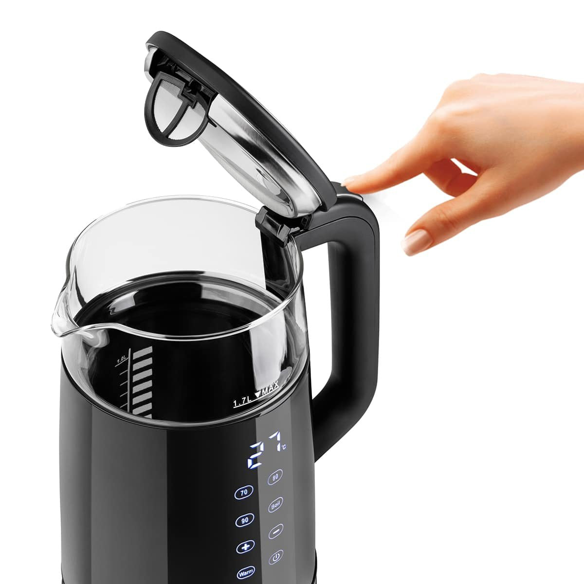 EAN 5608475034114 - Haeger EK-DIG.028A tetera eléctrica 1,7 L 2200 W Negro, Acero inoxidable, Transparente imagen 5