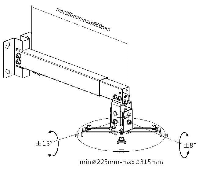 Equip Soporte De Proyector Inclinable Para Techo O Pared 430-650mm Hasta 20kgs Color Negro