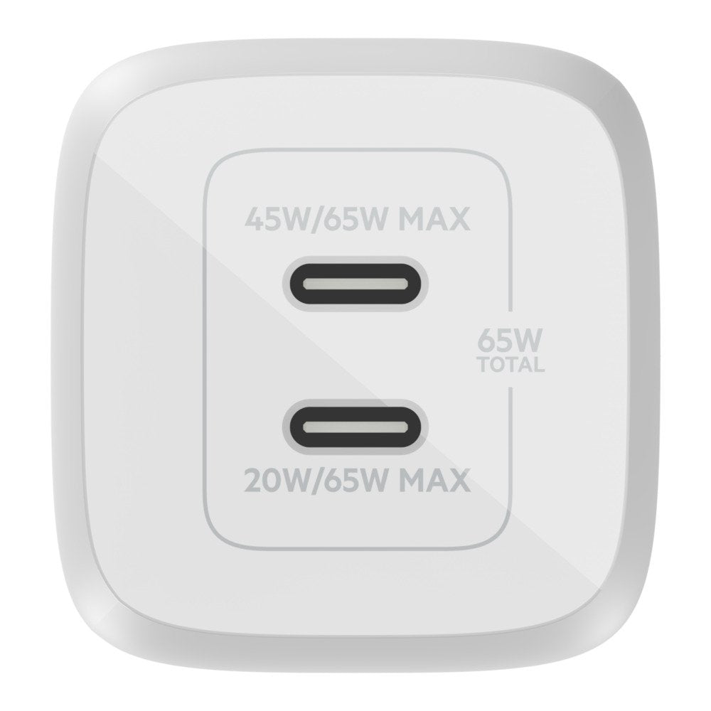 Cargador Pared Belkin Wch013vfwh Doble Usb-C Gan Boost Charge Pro 65w (45w+20w)
