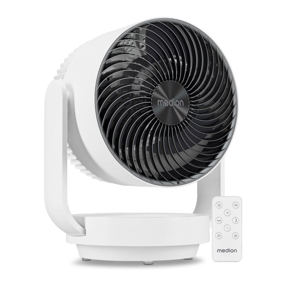 Ventilador  Medion De Mesa Con Mando P20 Df, 7 Velocidades, Oscilación Horizontal Y Vertical, Temporizador, Modo Noche, Ventilador Pequeño