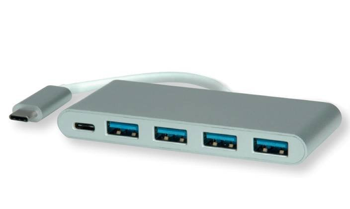 Roline Usb 3.2 Gen 1 Hub, 4fach, Typ C Anschlusscable, Mit 1 Pd-Port
