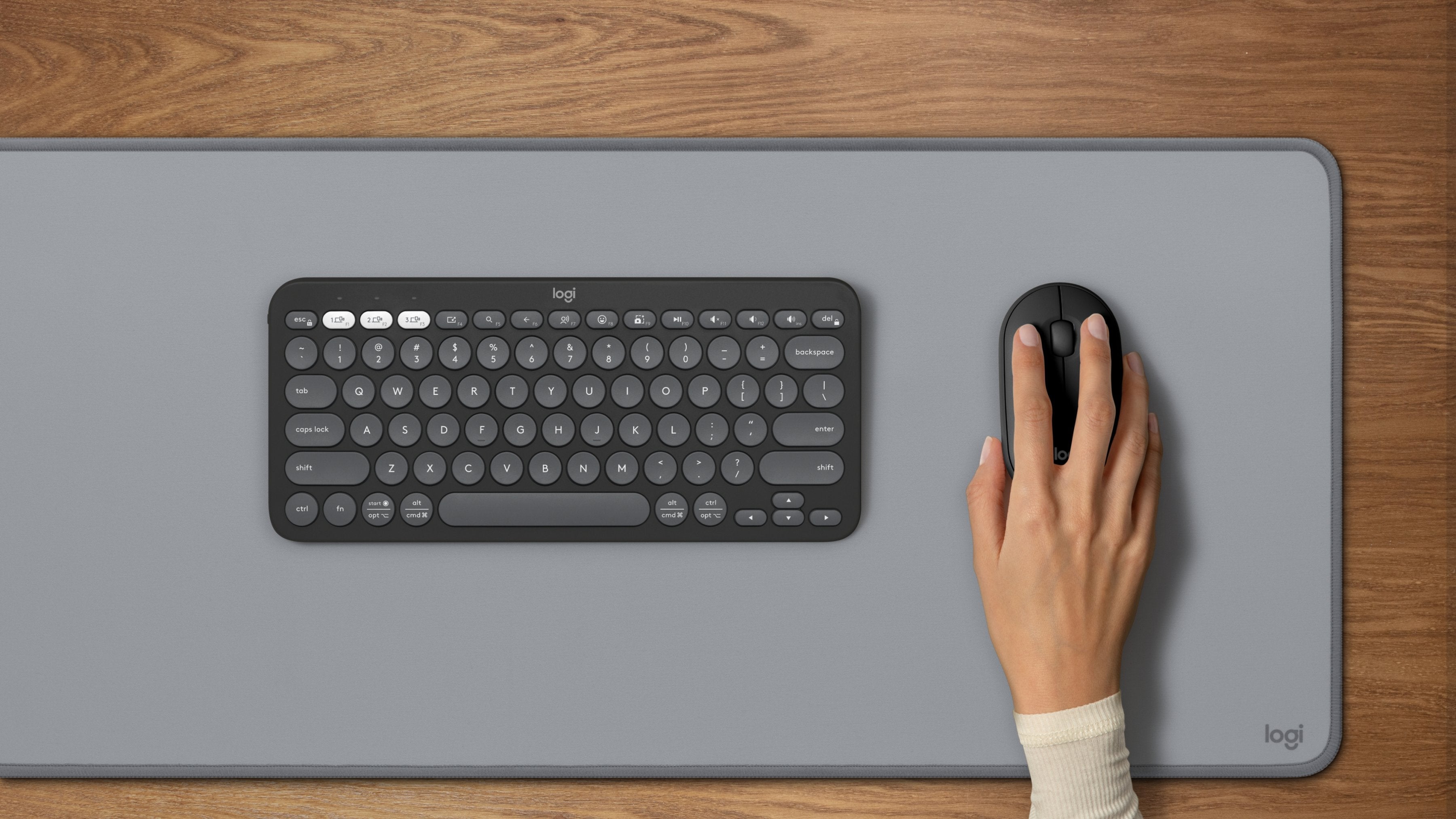 Teclado Alemán + Ratón Logitech Pebble 2 Combo Rf Wireless + Bluetooth Qwertz Grafito