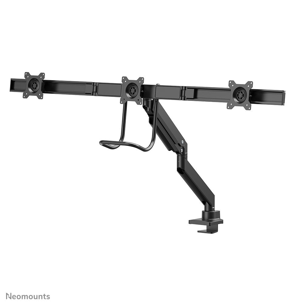 Newstar Monitor Triple-Deskmount With Crossbar 17-24inch Full Motion Gasspring Tilt Rotate Swivel Grommet/Clamp Black