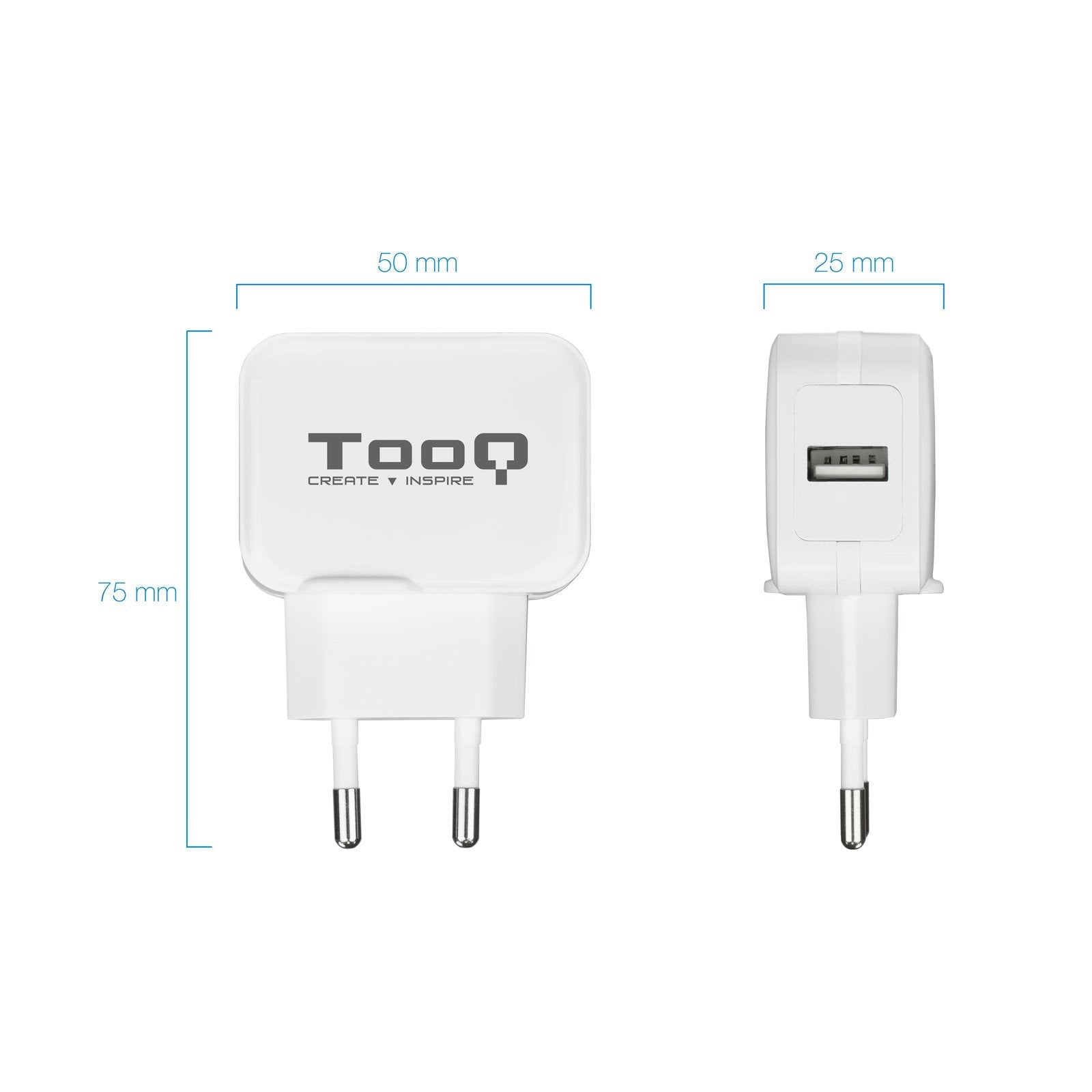 Tooq Cargador De Pared Usb 5v 2.4 A - 1 Puerto Usb - Blanco