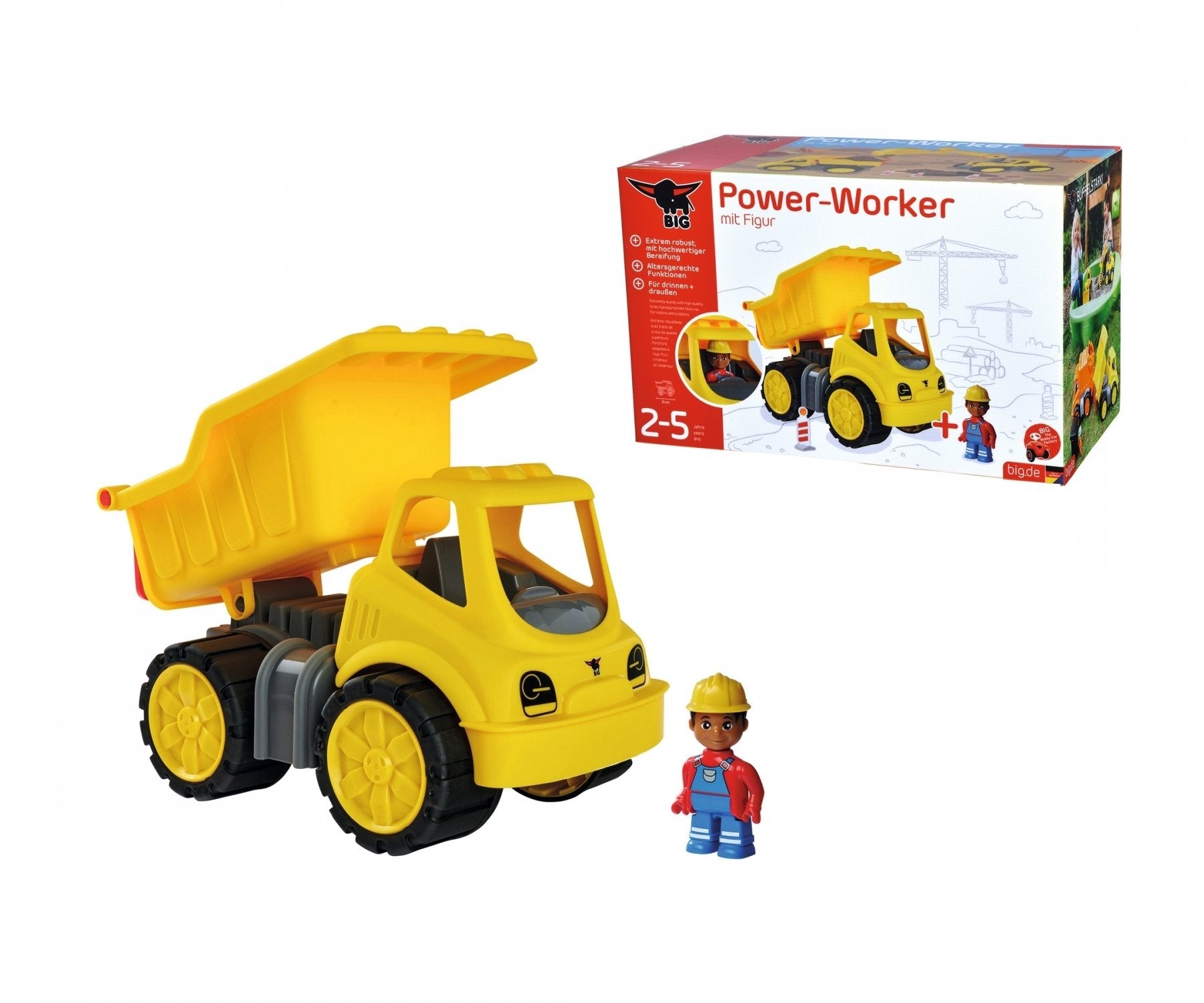 Vehículo De Juguete  Big Power-Worker Kipper + Figur, Amarillo/Gris, Camión Basculante, 2 Año(S), Negro, Amarillo