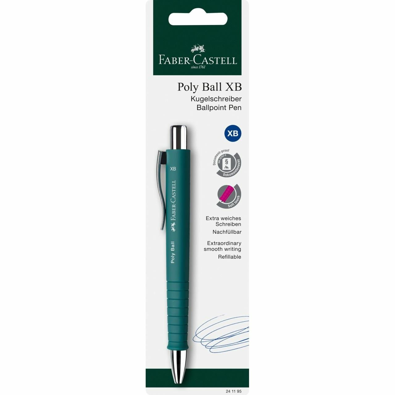 EAN 4005402411955 - Faber-Castell 241195 bolígrafo Azul Bolígrafo de punta retráctil con pulsador Extra-grueso imagen 3