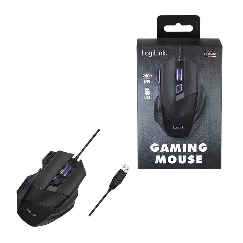Raton Logilink Id0202 Gaming Usb Negro 2400 Dpi, 6 Botones