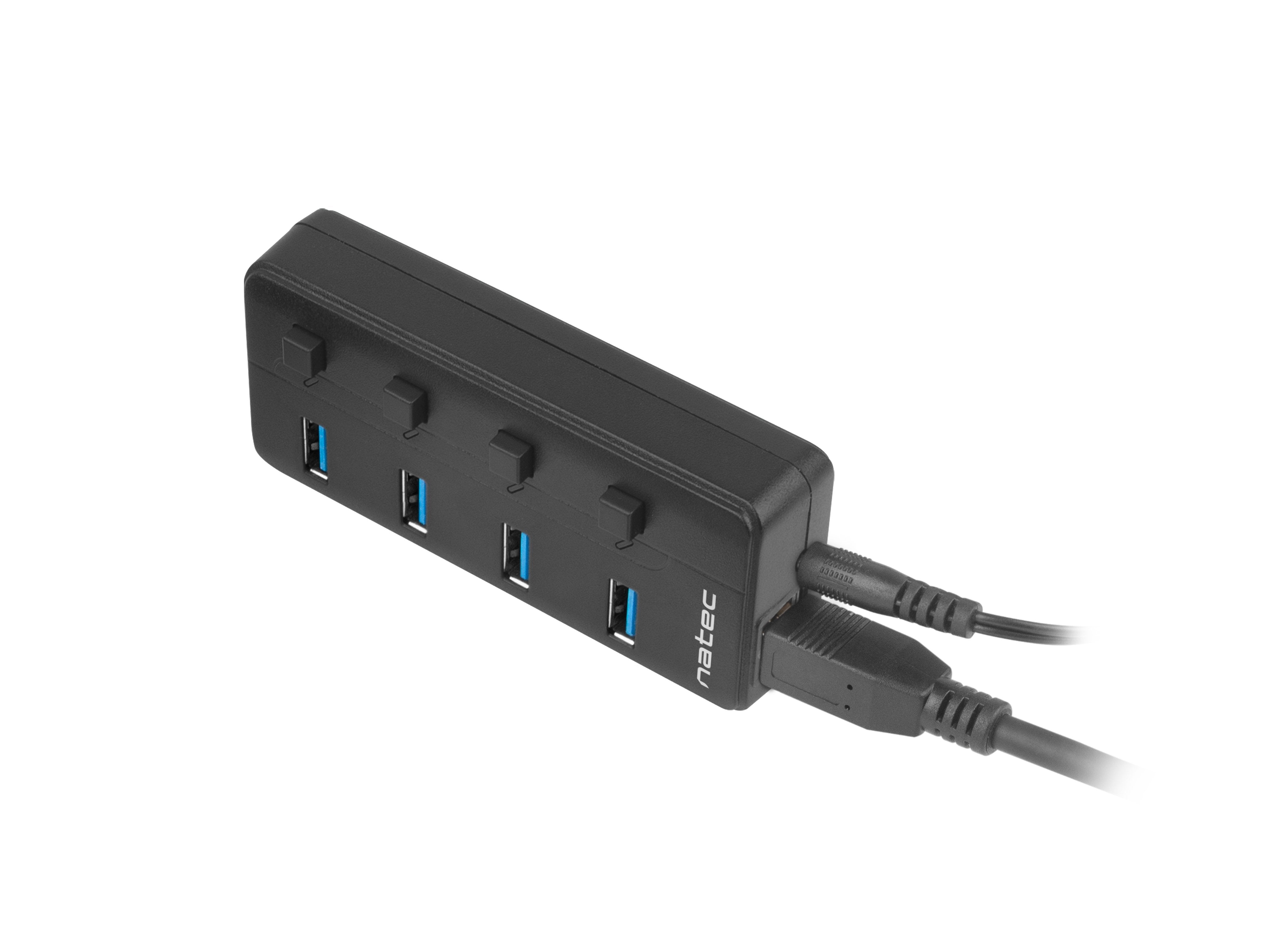 Natec Hub Usb 3.0 Mantis2, 4-Ports On/Off With Ac Adapter, Black