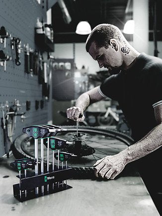 Destornilladores  Wera Bicycle Set 6 Negro/Verde, 10 Piezas, Con Soporte Metálico Para Montaje En Pared 5004174001